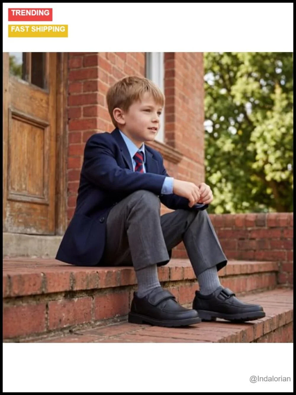 Kids School Uniform Loafers - Hook & Loop Closure, Non-Slip Sole